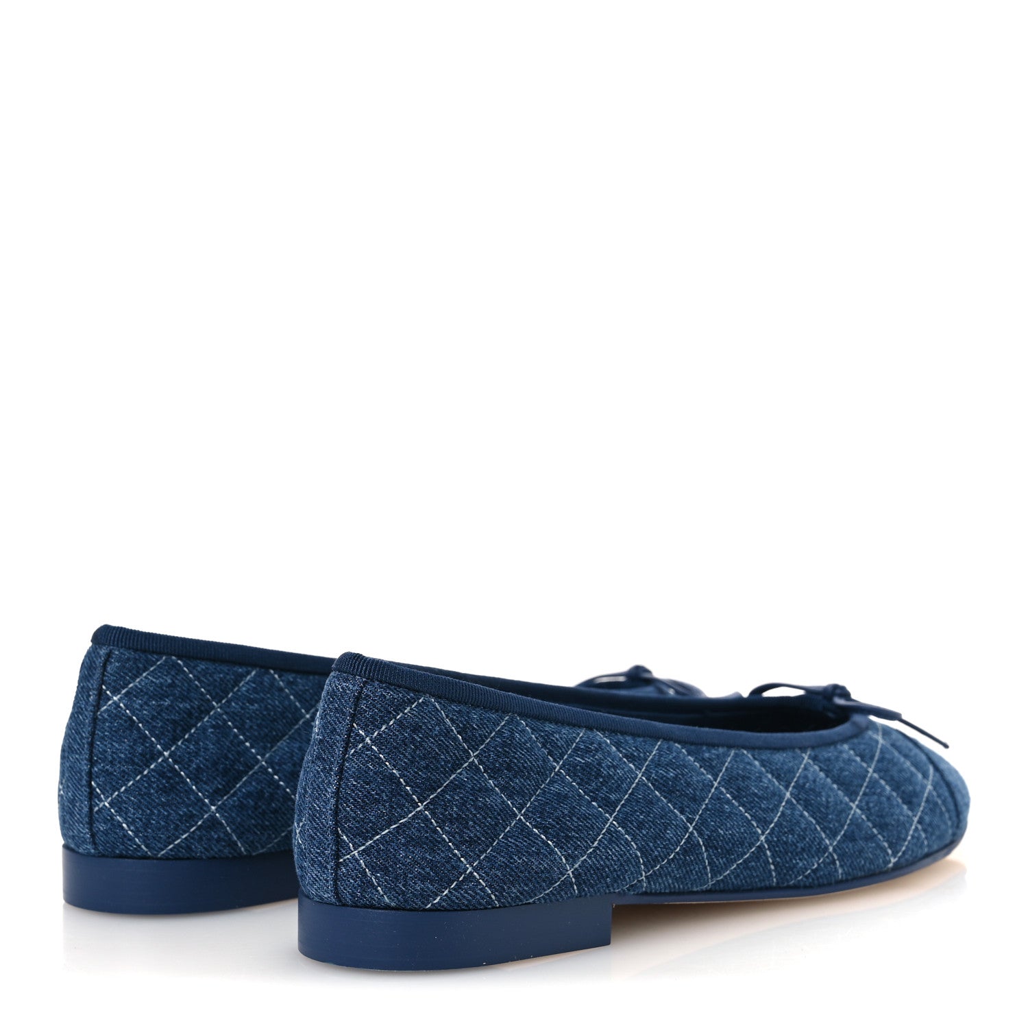 Chanel Washed Denim Quilted Cap Toe CC Ballerina Flats 40.5 Blue 5 of 11