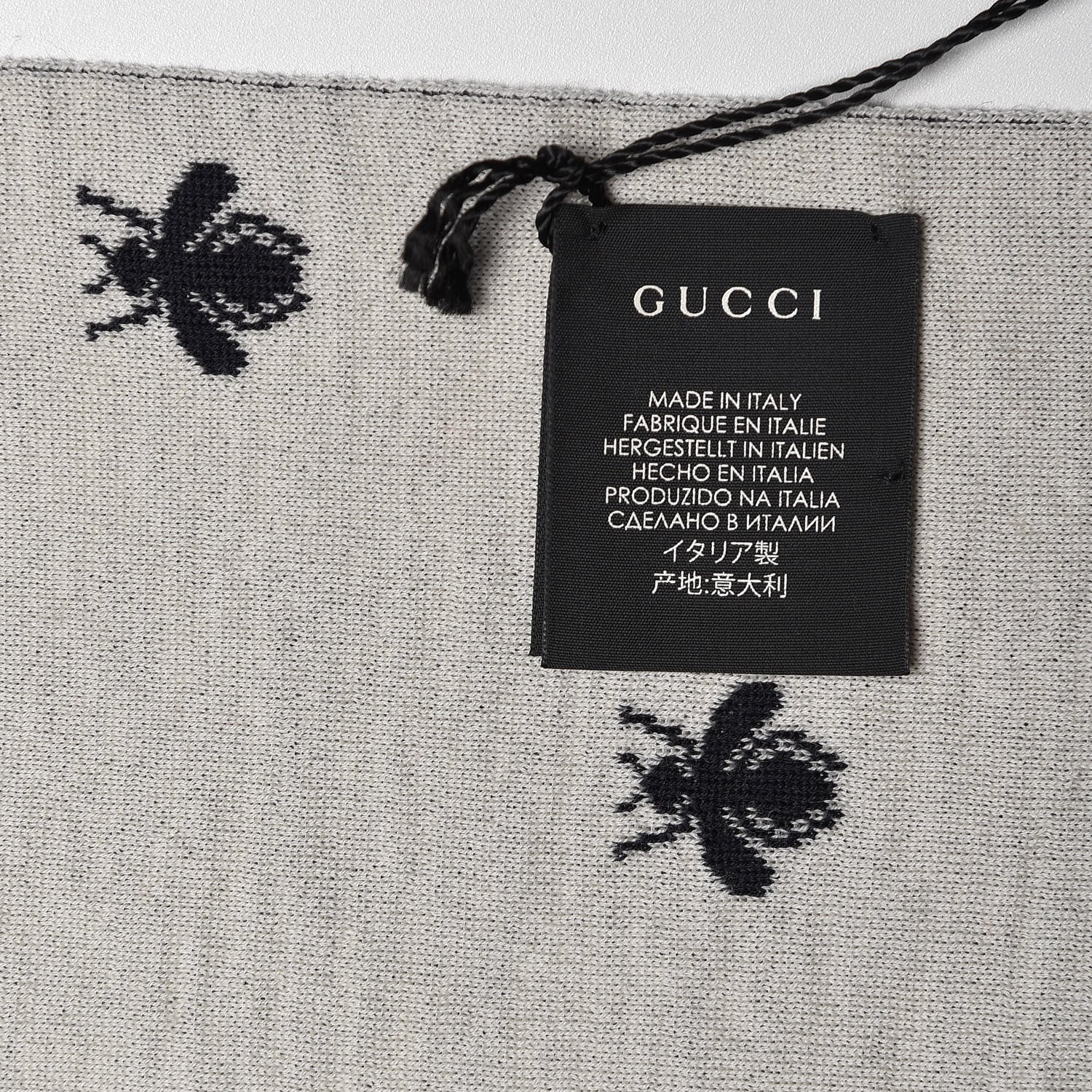 Gucci Wool Bee Scarf Navy Blue 4 of 5