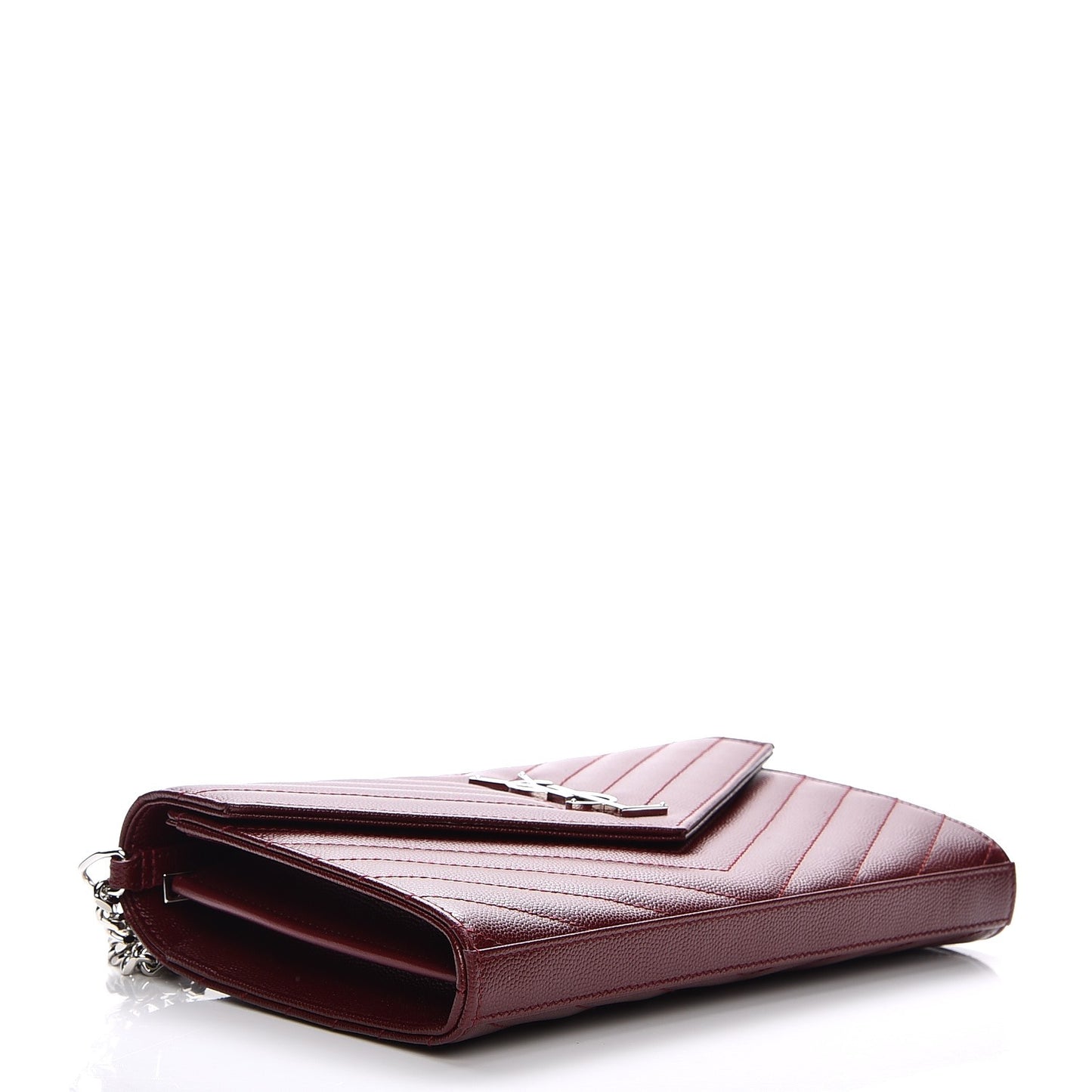Grain De Poudre Matelasse Chevron Monogram Chain Wallet Palissandre