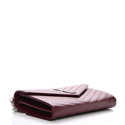 Saint Laurent Grain De Poudre Matelasse Chevron Monogram Chain Wallet Palissandre 4 of 8