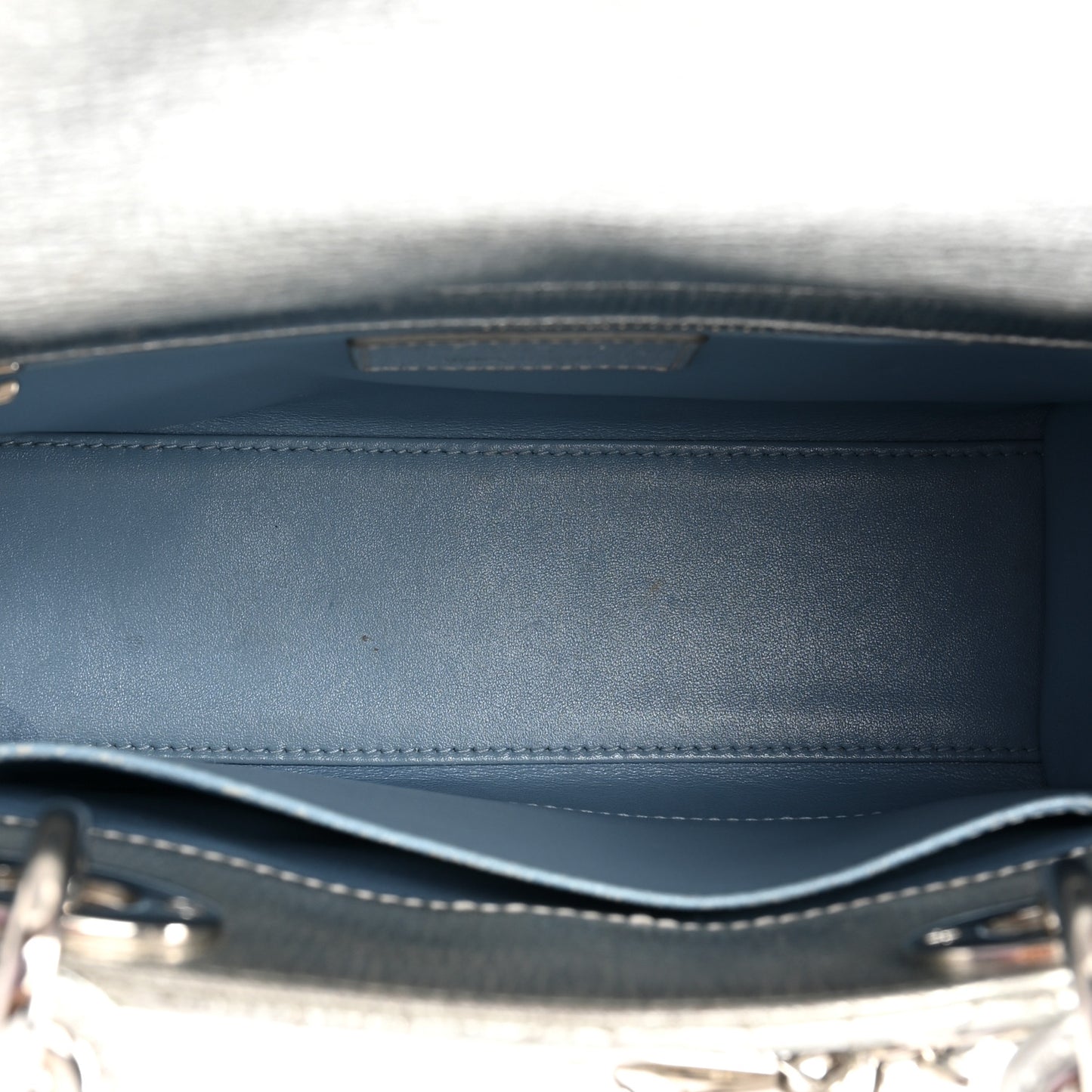 Metallic Grained Calfskin Cannage Small Lucky Badges My Lady Dior Silver