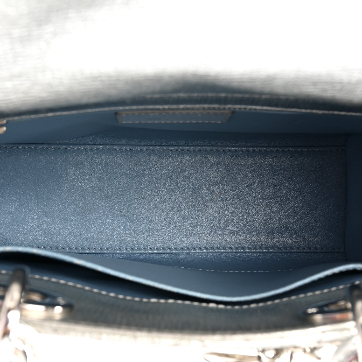 Christian Dior Metallic Grained Calfskin Cannage Small Lucky Badges My Lady Dior Silver 4 of 9