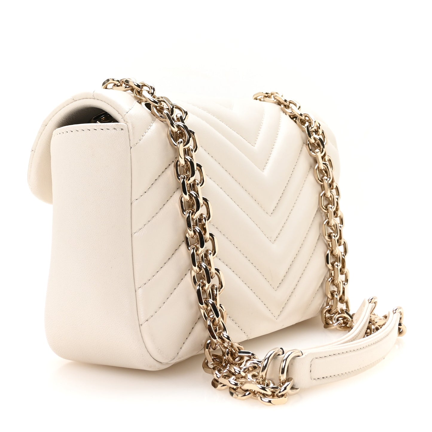Lambskin Matelasse Small GG Marmont Shoulder Bag White