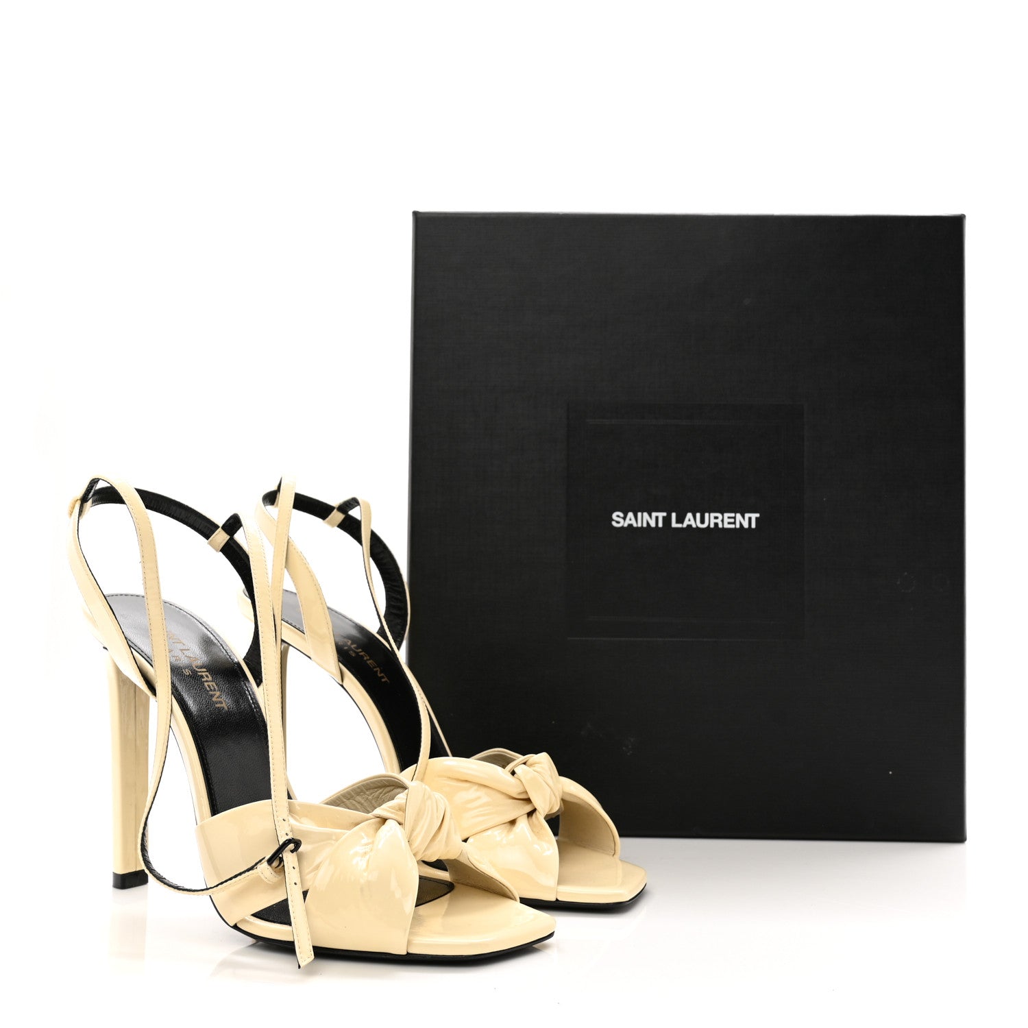 Saint Laurent Patent Amy Sandals 38 Pearl 15 of 15