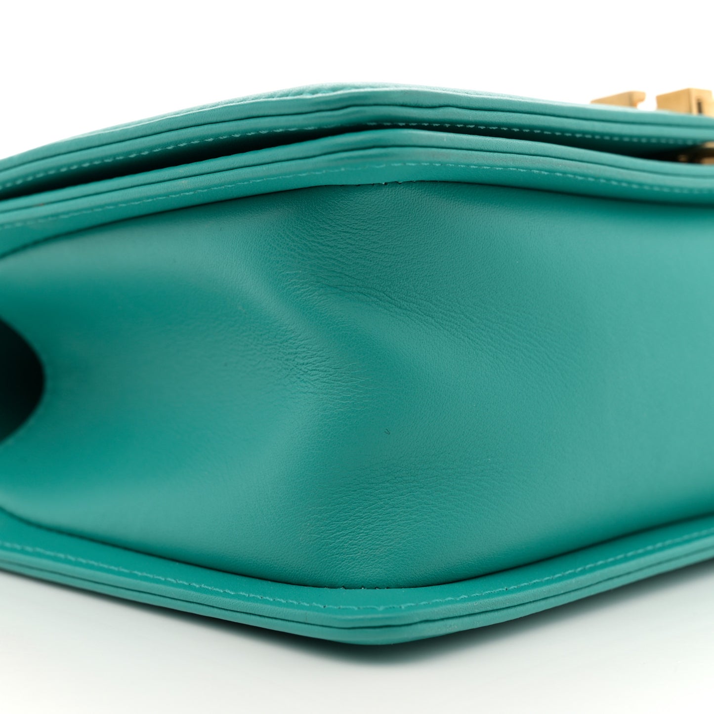 Calfskin Quilted Medium Boy Flap Turquoise