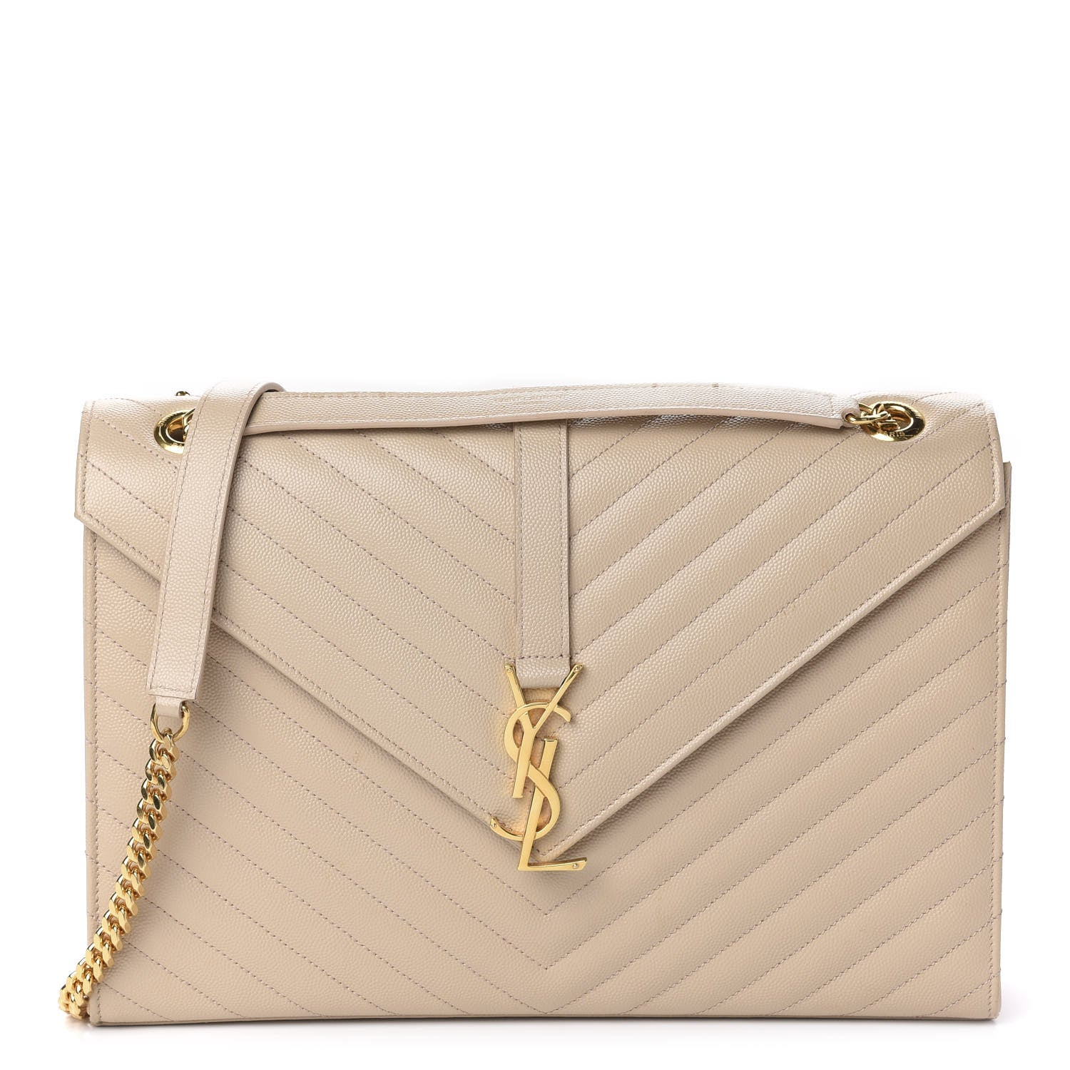 Saint Laurent Grain De Poudre Matelasse Chevron Large Monogram Satchel Nude Powder 1 of 12
