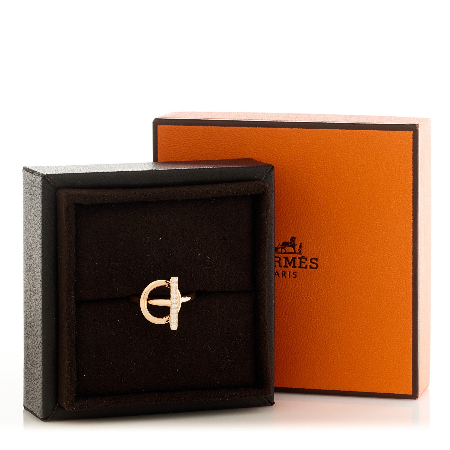 Hermes 18K Rose Gold Diamond PM Echappee Ring 51 5.75 5 of 5