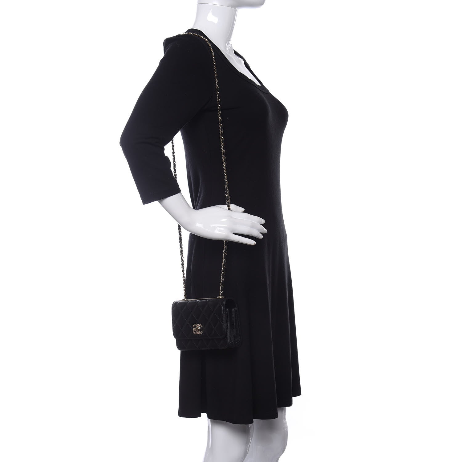 Chanel Lambskin Quilted Mini Trendy CC Wallet On Chain WOC Black 2 of 13