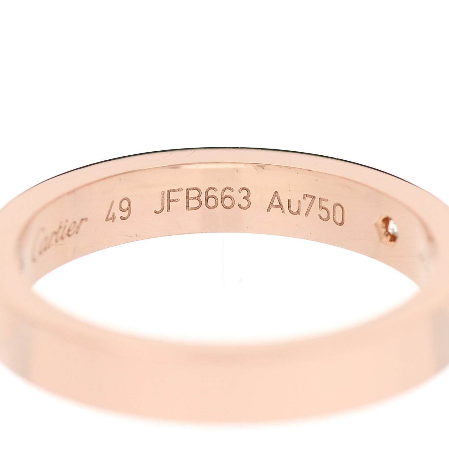 18K Pink Gold Diamond 3mm C De Cartier Wedding Band Ring 49 5