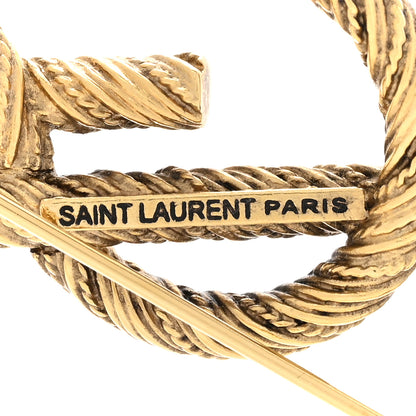 Saint Laurent Brass Cassandre Opyum YSL Twisted Brooch Gold 4 of 5