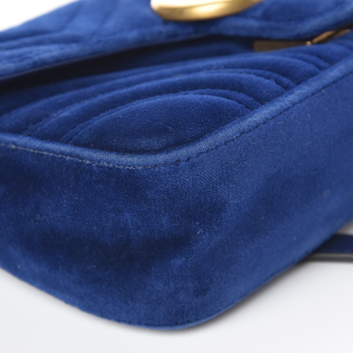 Gucci Velvet Matelasse Mini GG Marmont Shoulder Bag Cobalt Blue 6 of 12