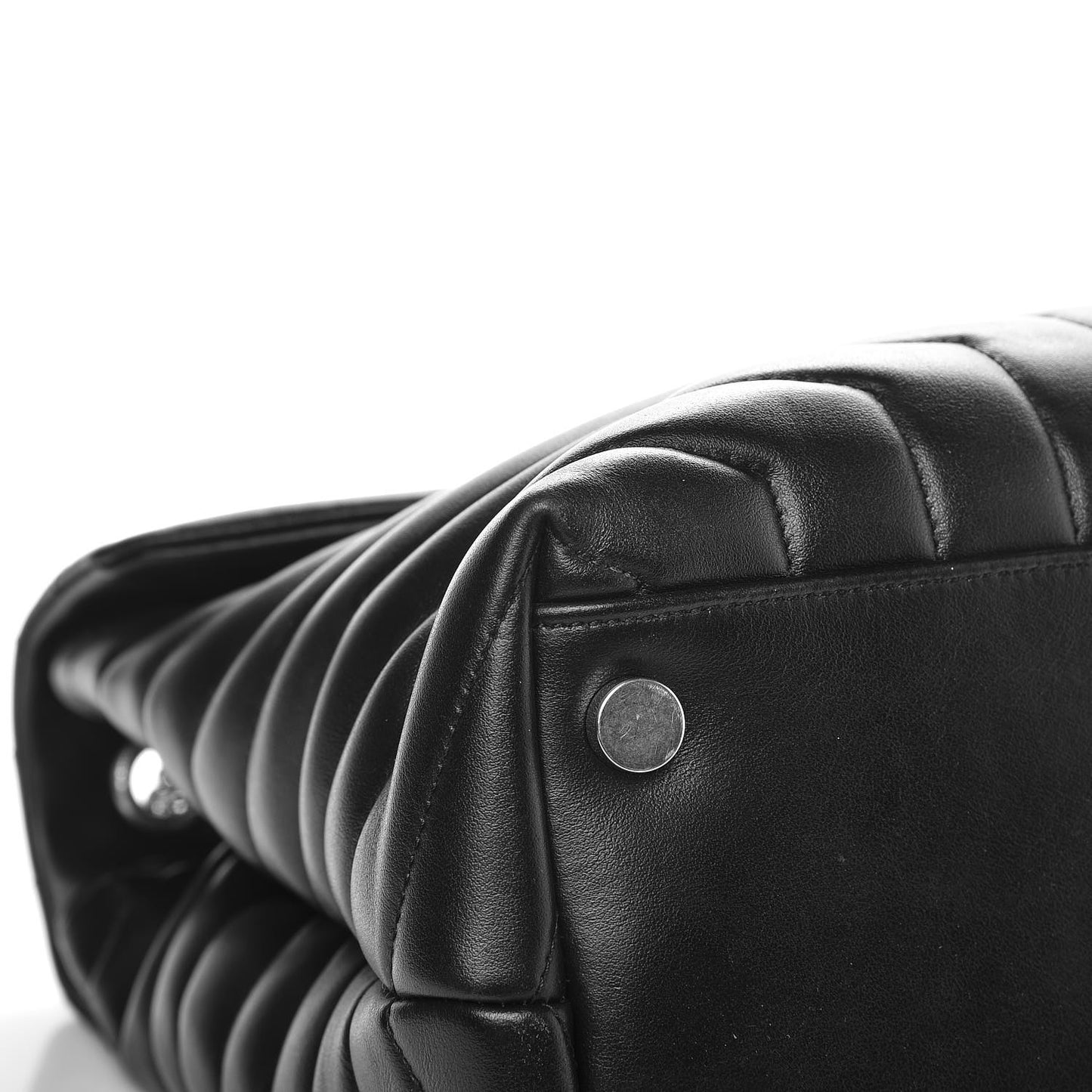 Calfskin Y Quilted Monogram Large Loulou Chain Satchel Black