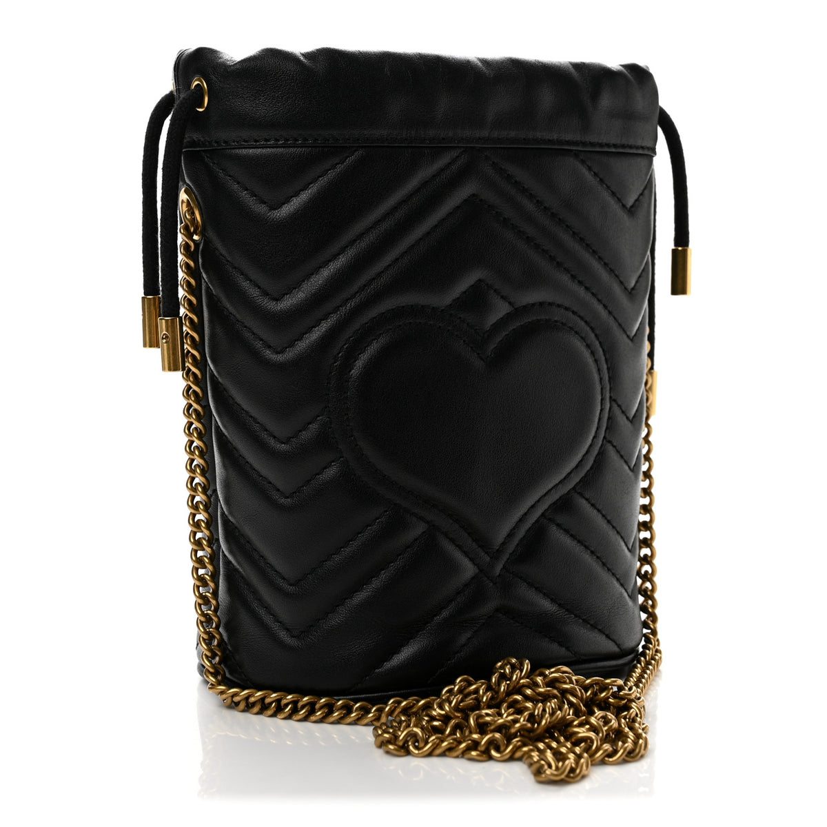 Calfskin Matelasse Mini GG Marmont 2.0 Bucket Bag Black