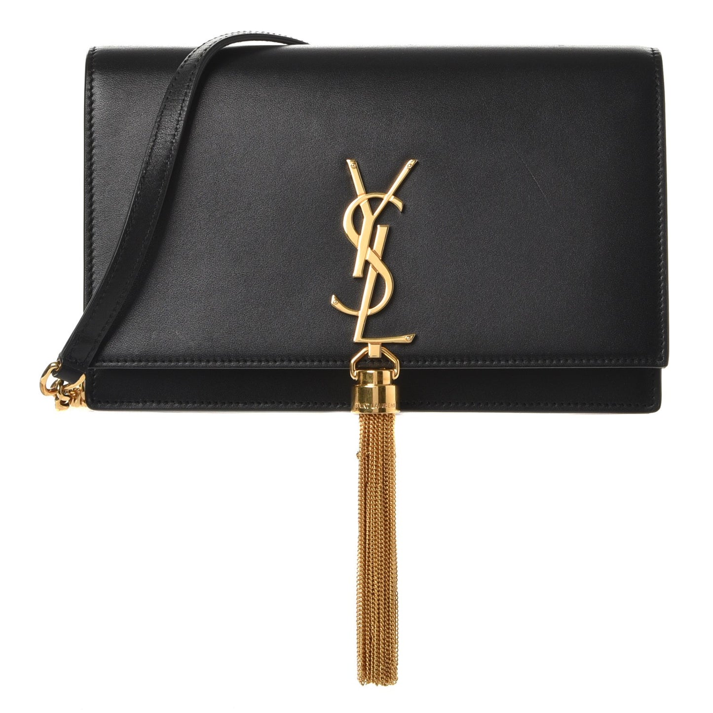 Smooth Calfskin Classic Monogram Kate Tassel Chain Wallet Black