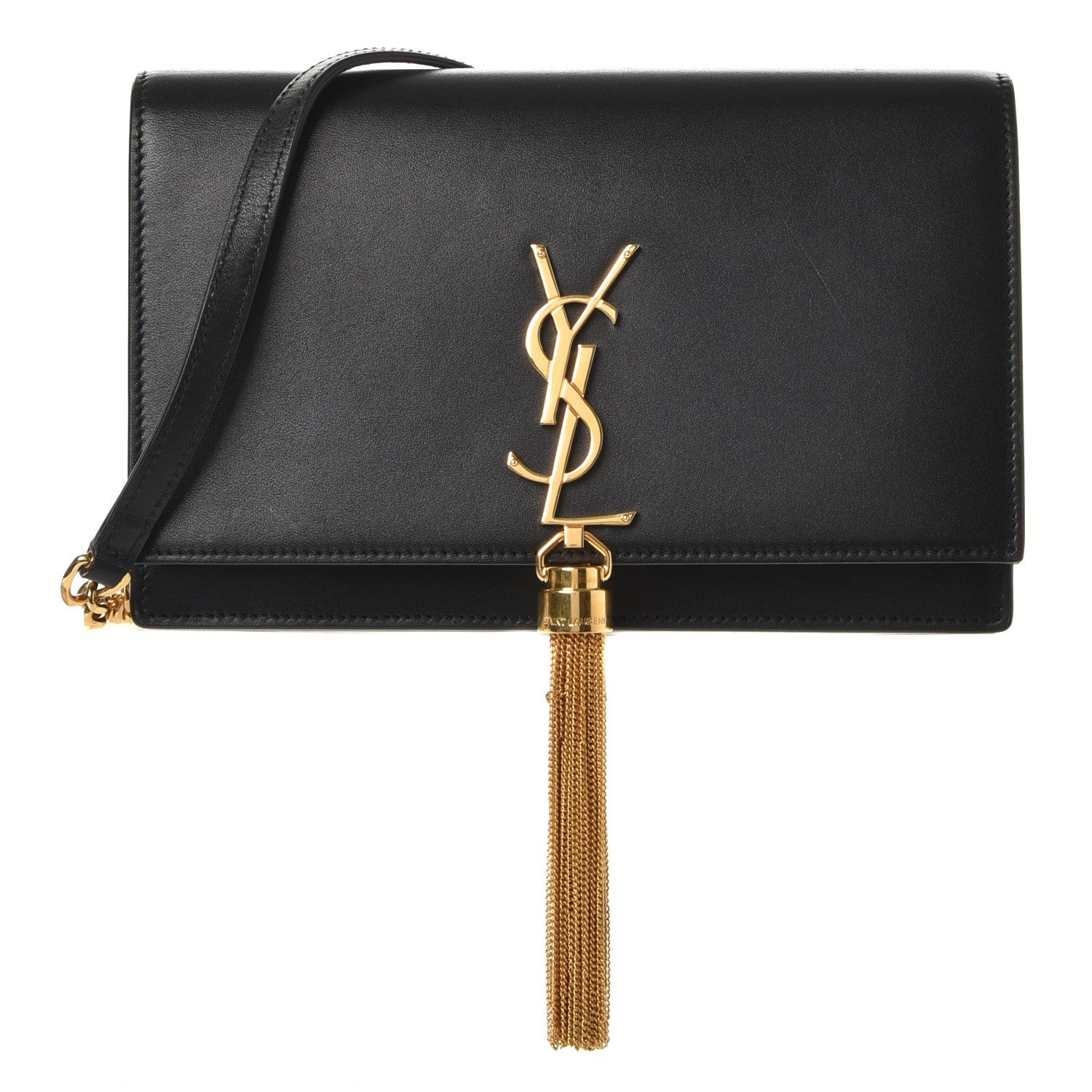 Saint Laurent Smooth Calfskin Classic Monogram Kate Tassel Chain Wallet Black 1 of 9