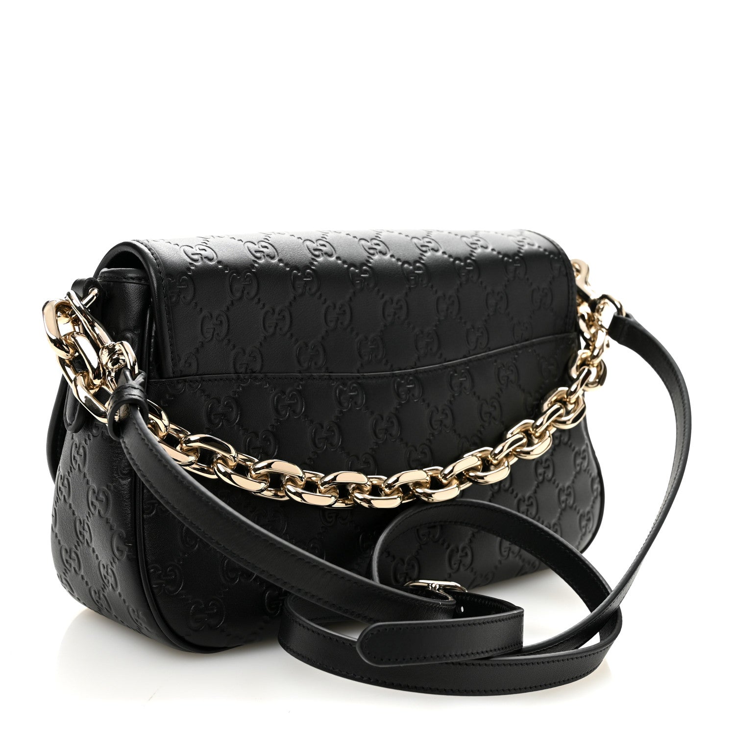 Gucci GG Calfskin Embossed Emblem Medium Arabella Bag Black Black 3 of 10