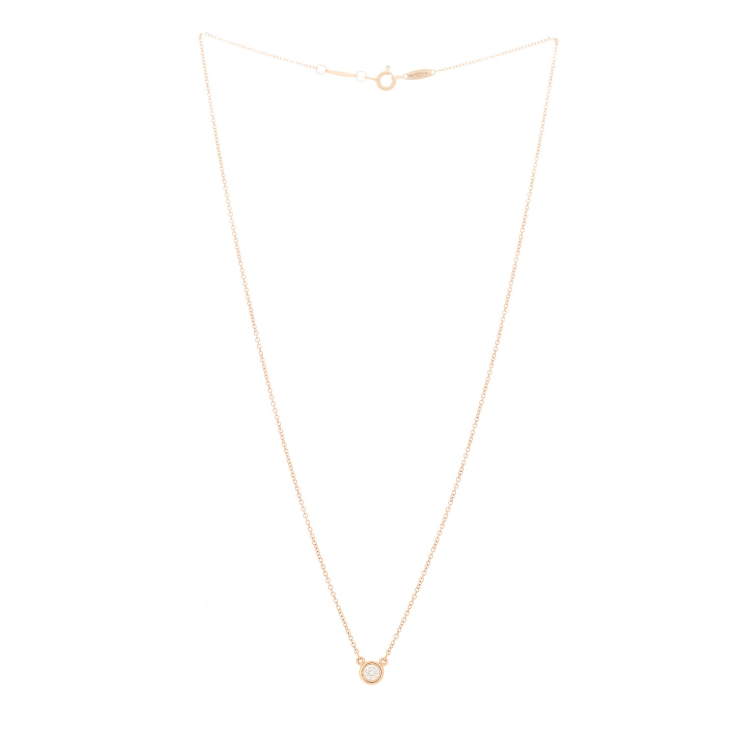 18K Rose Gold Diamond .17ct Elsa Peretti Diamonds by the Yard Pendant Necklace