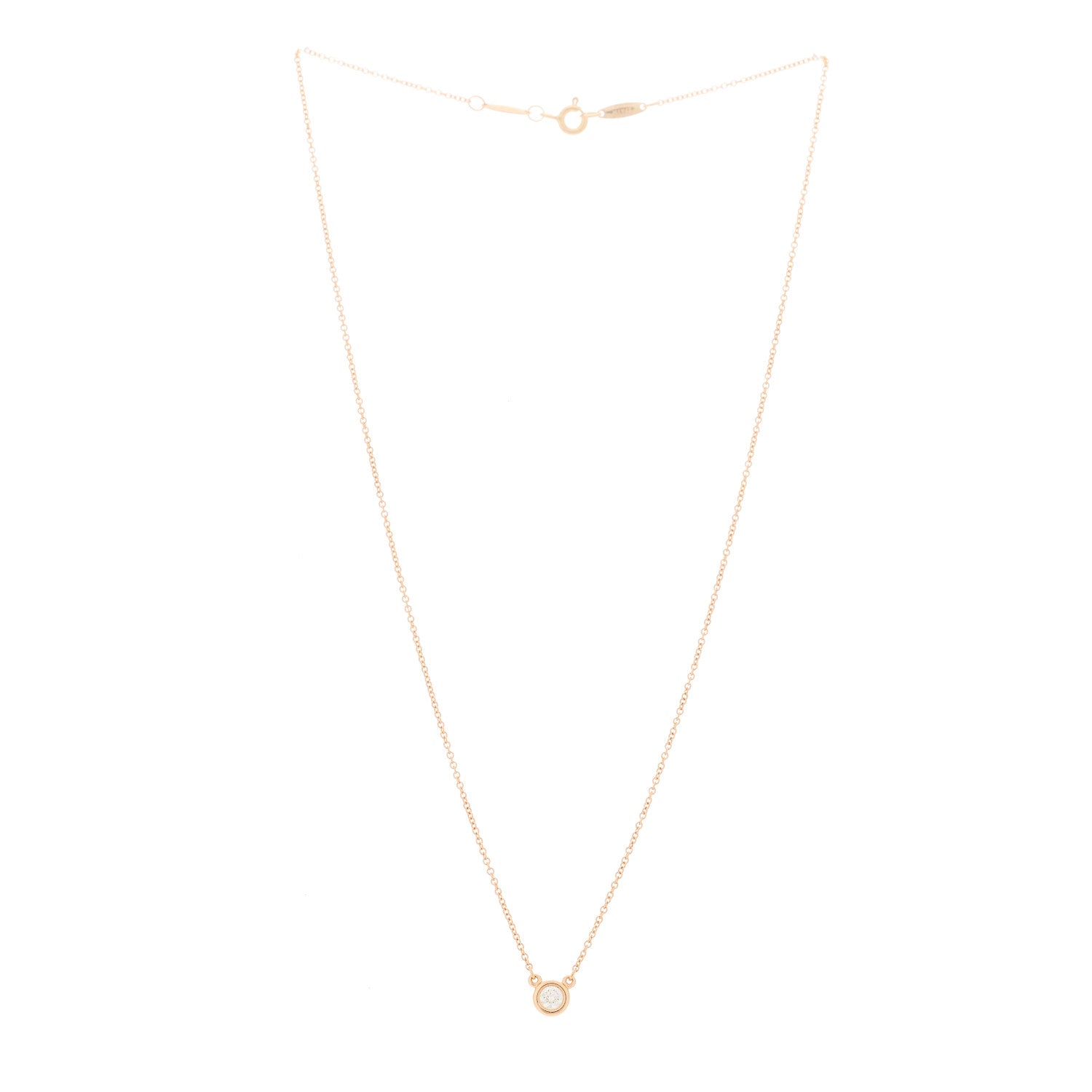 Tiffany 18K Rose Gold Diamond .17ct Elsa Peretti Diamonds by the Yard Pendant Necklace 3 of 6