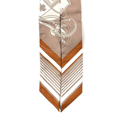 Hermes Silk Ex-Libris Twilly Beige White Caramel 2 of 3