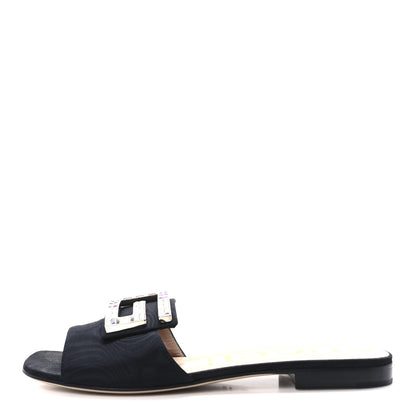 Gucci Malaga Kid Suede Crystal Square G Madelyn Slide Sandals 38 Black 1 of 9