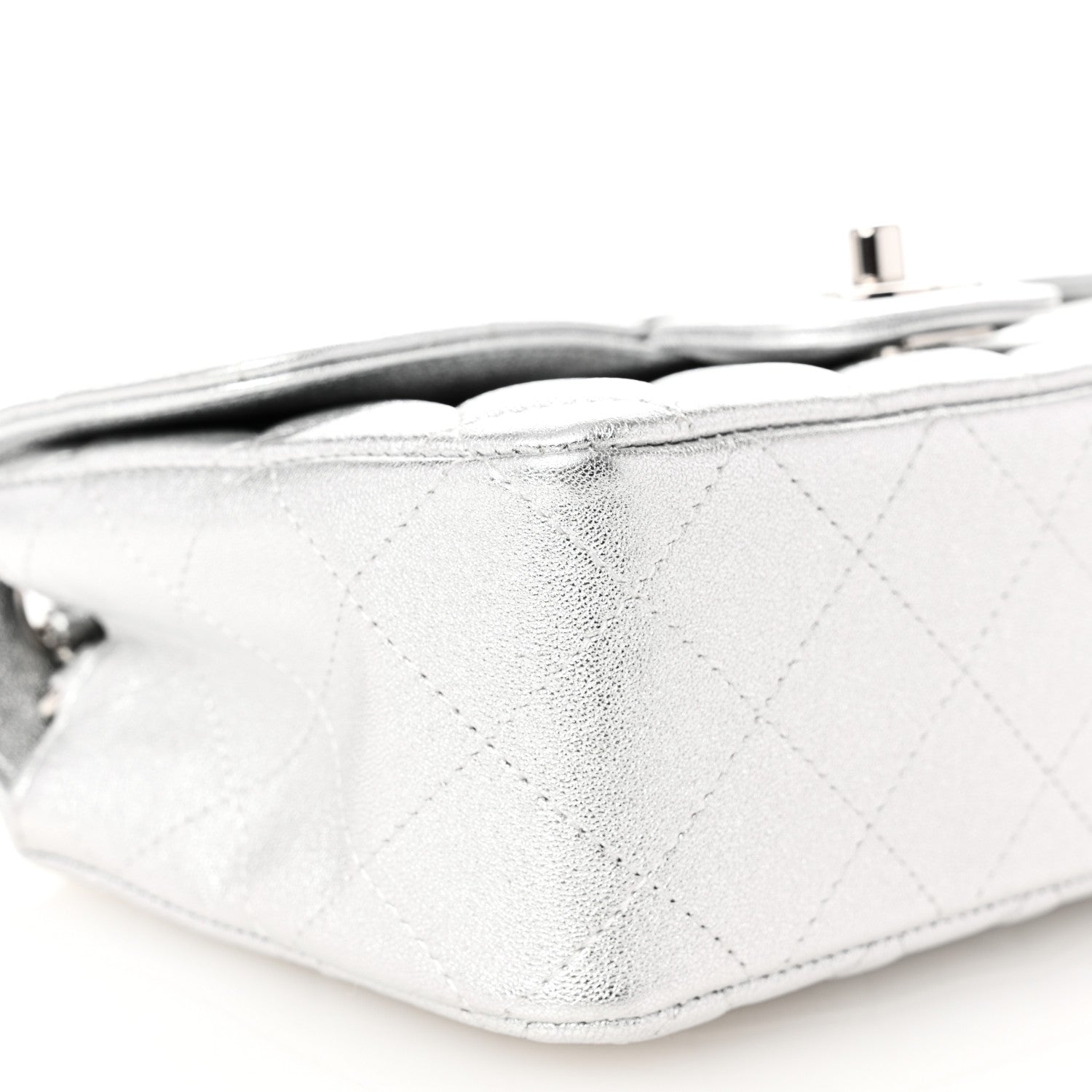 Chanel Metallic Lambskin Quilted Mini Rectangular Flap Silver 9 of 10