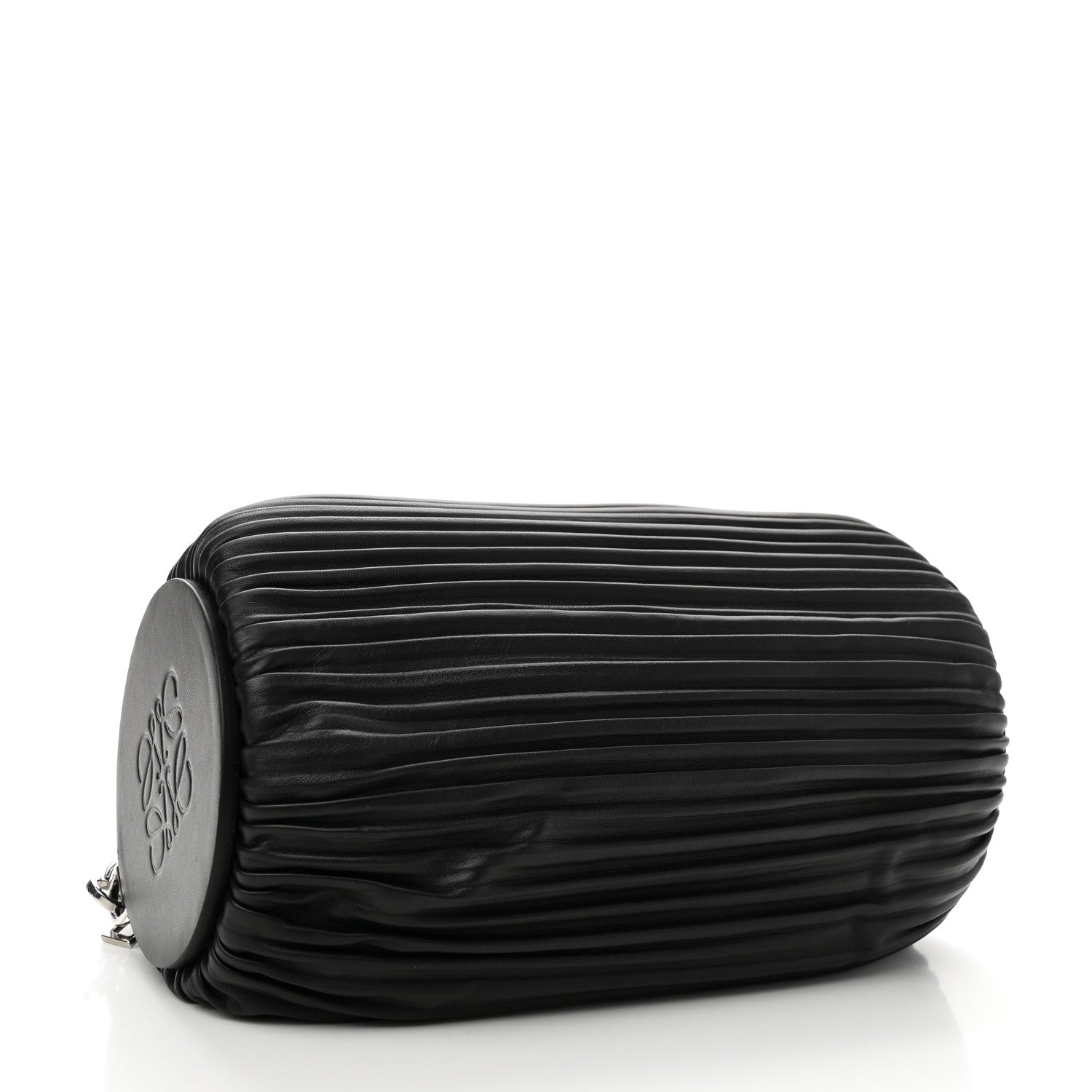 Loewe Lambskin Pleated Bracelet Large Pouch shoulder Bag Black 4 of 9