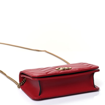 Gucci Calfskin Matelasse GG Marmont Mini Bag Hibiscus Red 3 of 4