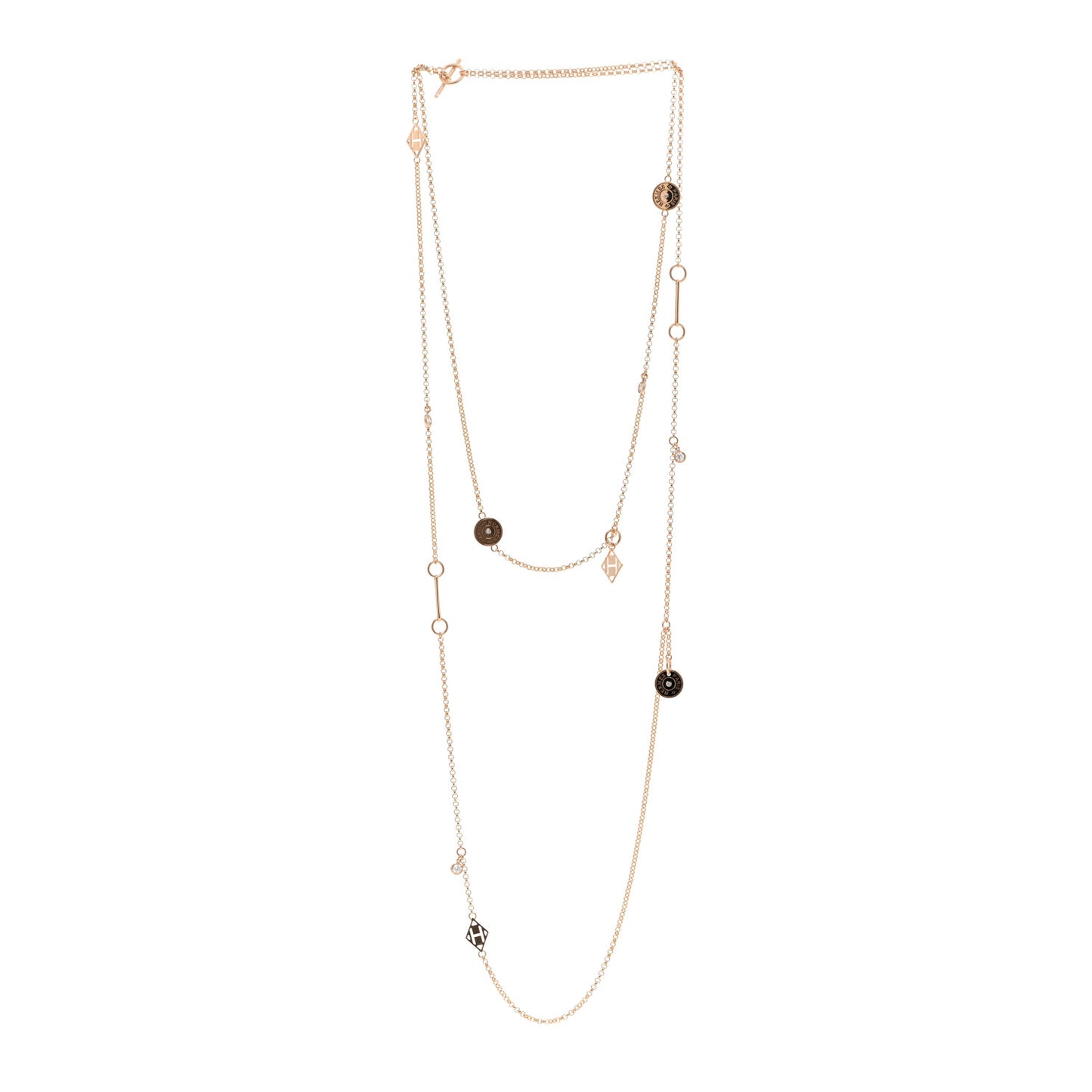 18K Rose Gold Diamond Long Gambade Necklace