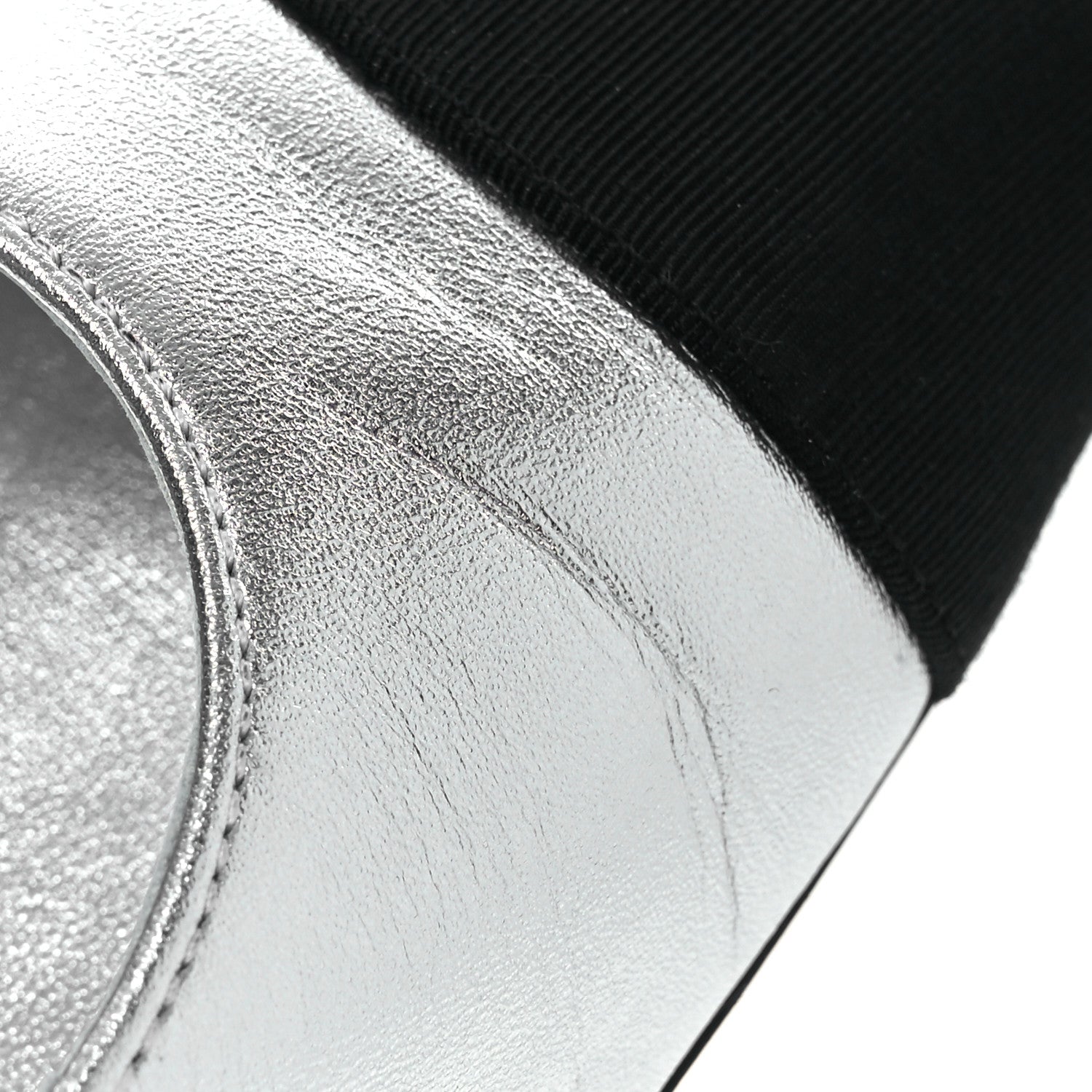 Chanel Laminated Calfskin Grosgrain Mary Janes Flats 36.5 Silver Black 11 of 11