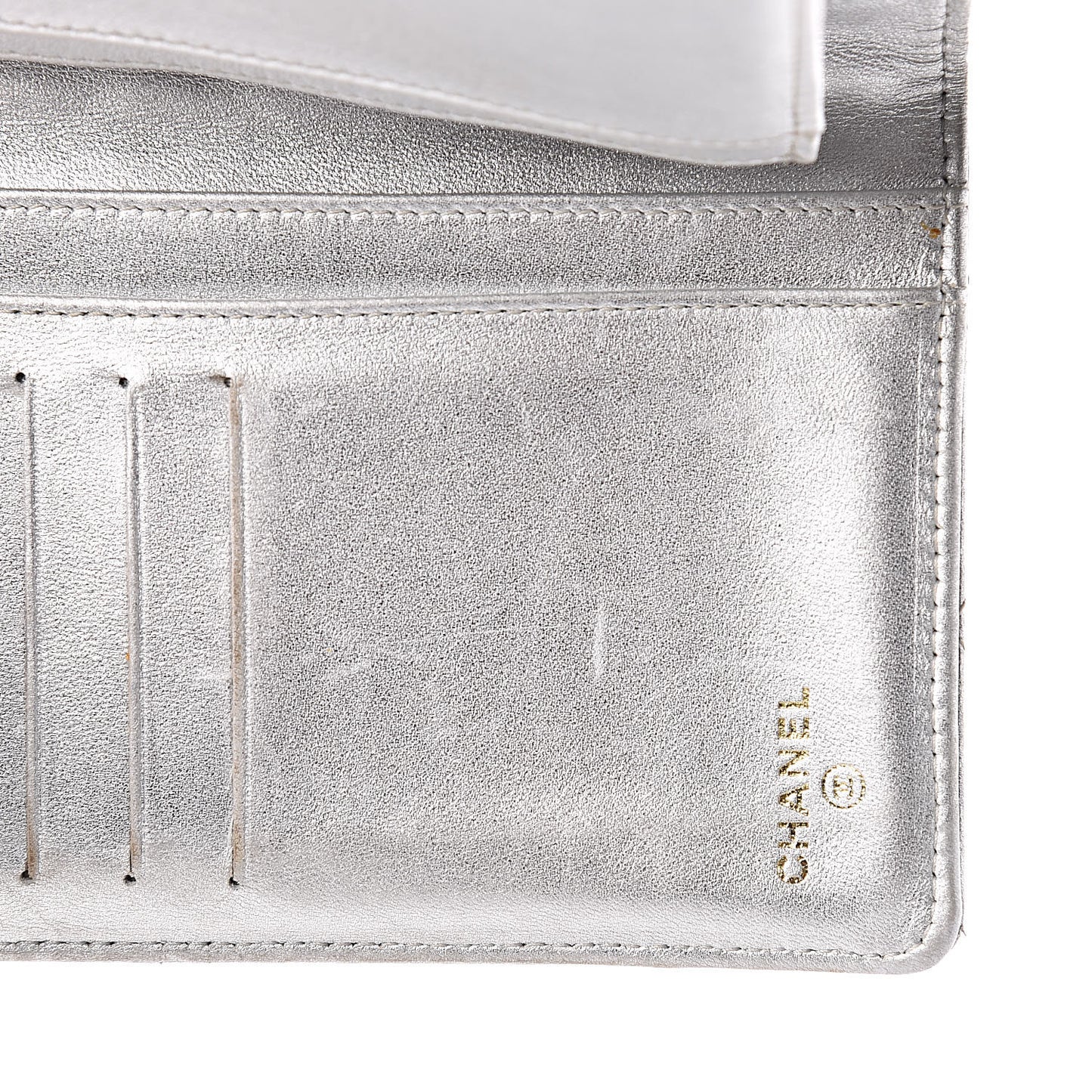 Metallic Lambskin Quilted Reissue Yen Wallet Silver