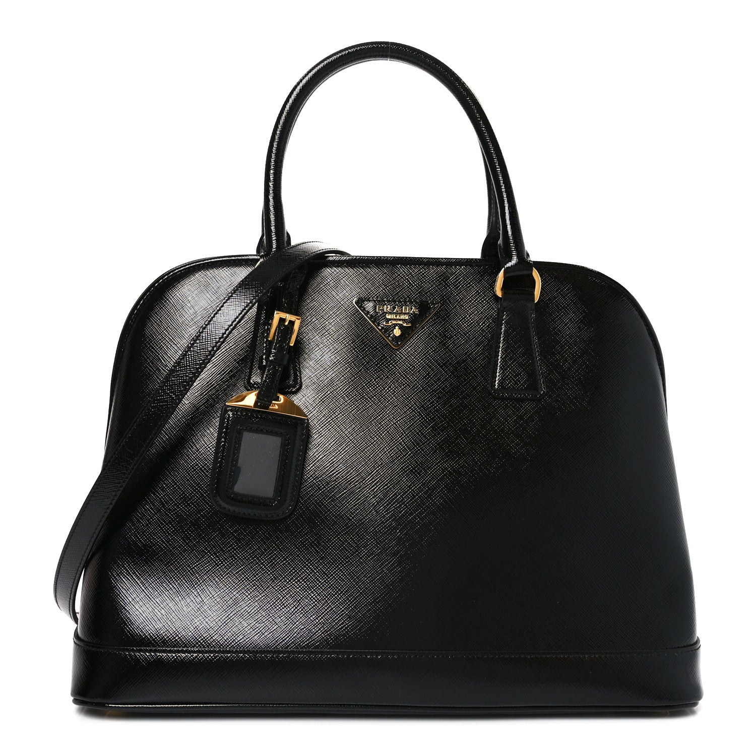 Prada Saffiano Vernice Medium Open Promenade Tote Black 1815413