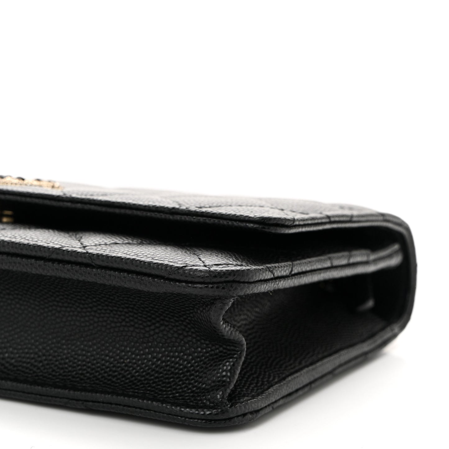 Caviar Quilted Crystal CC Wallet On Chain WOC Black