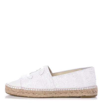 Chanel Patent Sequin CC Espadrilles 42 White 1 of 10