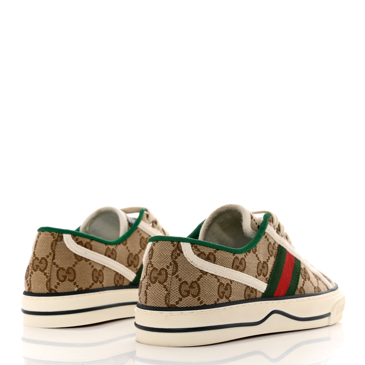 GG Monogram Web Womens 1977 Tennis Sneakers 36 Beige Ebony Mystic White