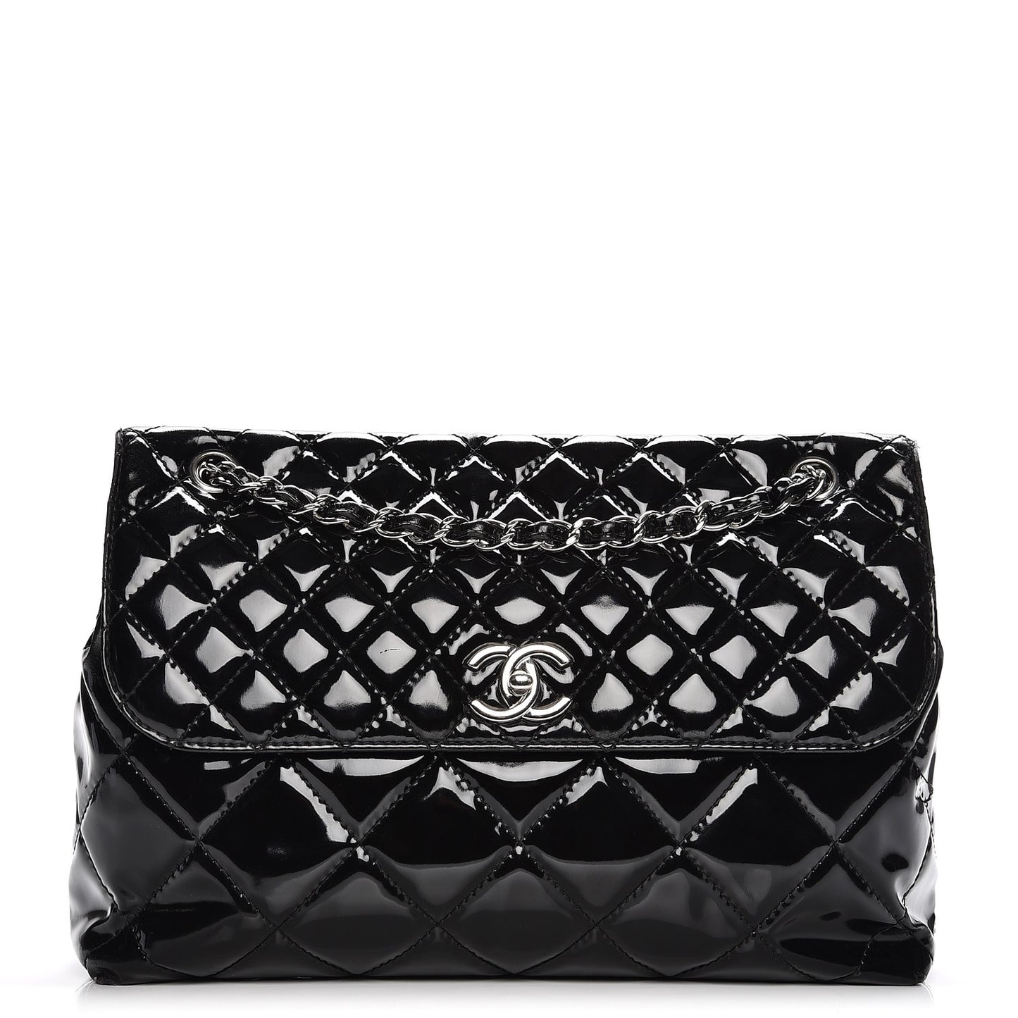 Vinyl Quilted In the Business Flap Bag Black