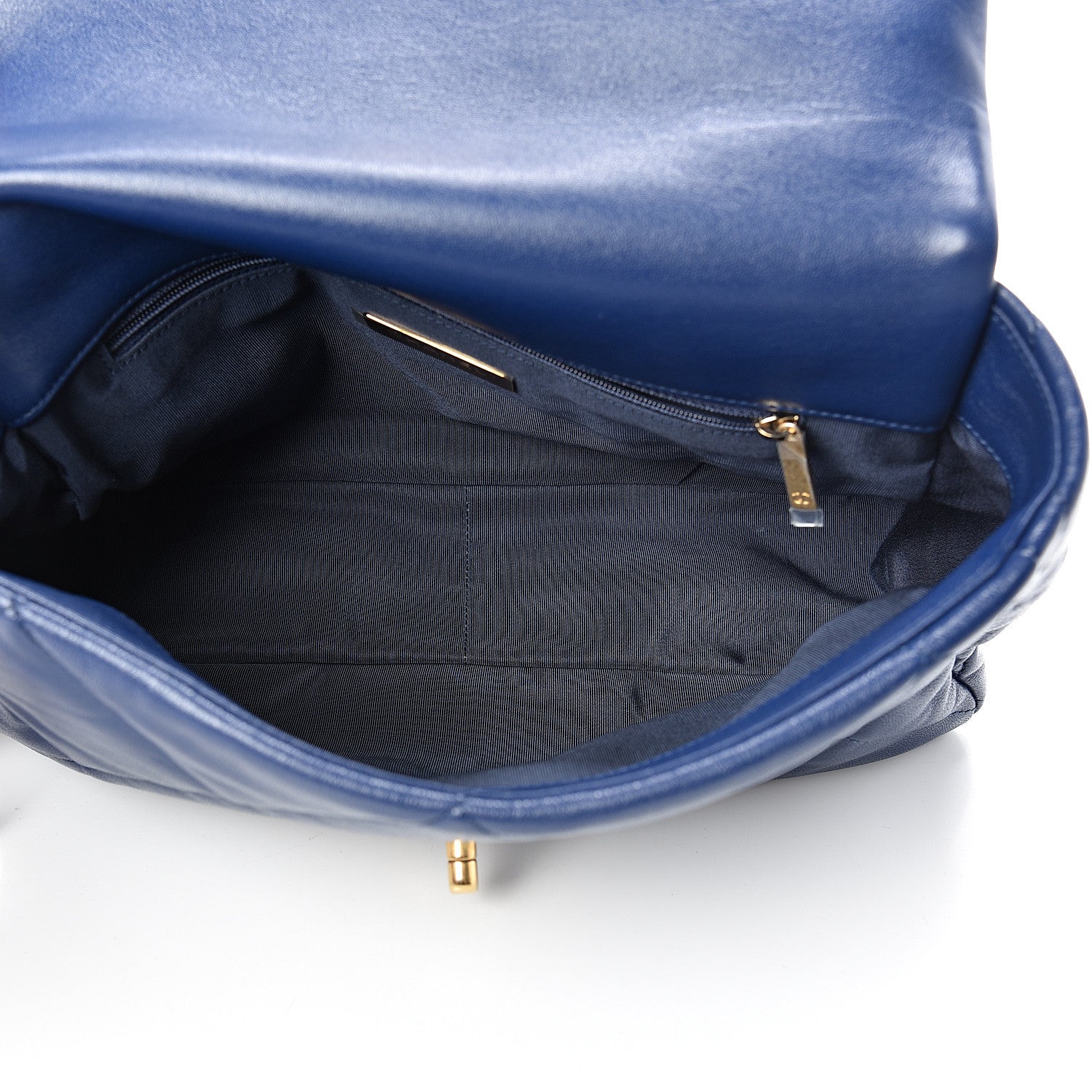 Chanel Goatskin Quilted Large 19 Flap Navy Blue 4 of 10
