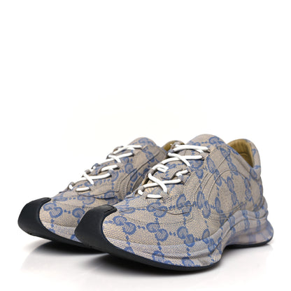 Gucci Ultralight Plume Calfskin Monogram Printed Mens Gucci Run Sneakers 10.5 Beige Blue 4 of 9