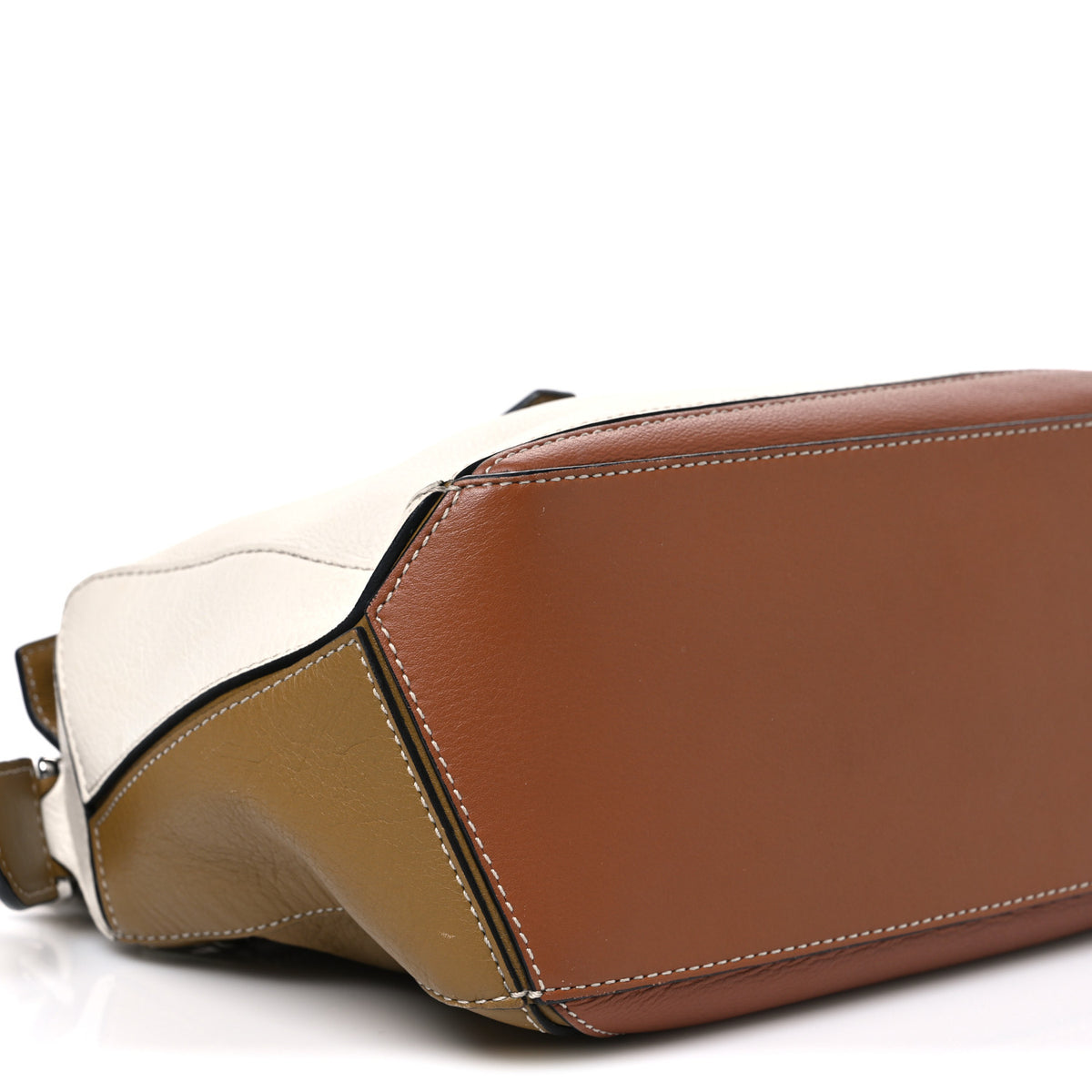 Loewe Calfskin Small Puzzle Bag Ochre Green Soft White 8 of 9