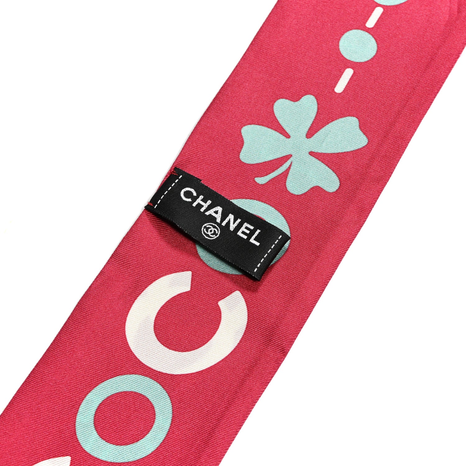 Chanel Silk Slim Bandeau Scarf Pink White Blue 3 of 4
