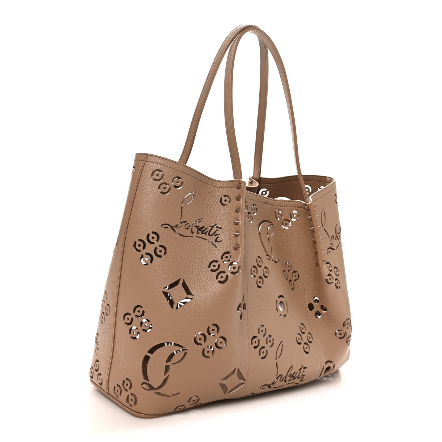 Calfskin Perforated Loubinthesky Large Cabarock Spikes Tote Roca