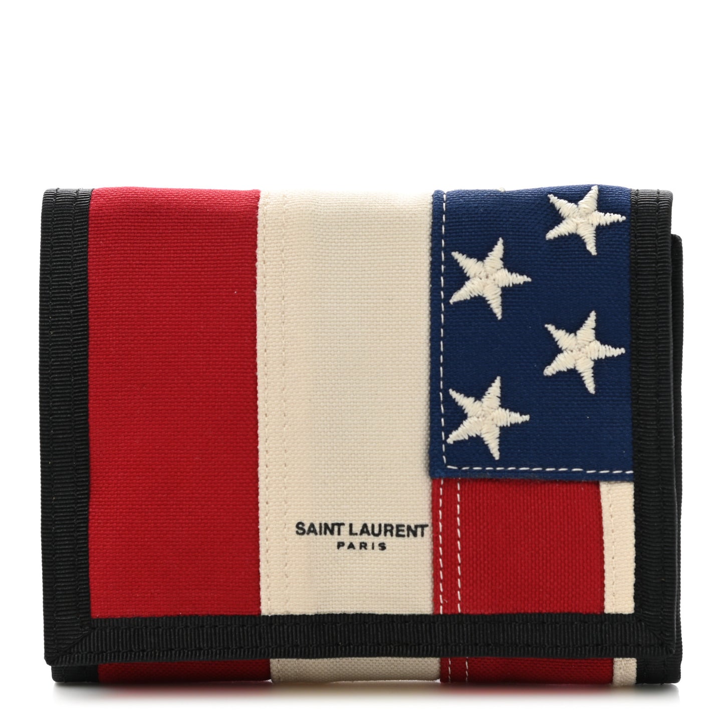 Canvas American Flag Print Buffalo Compact Wallet