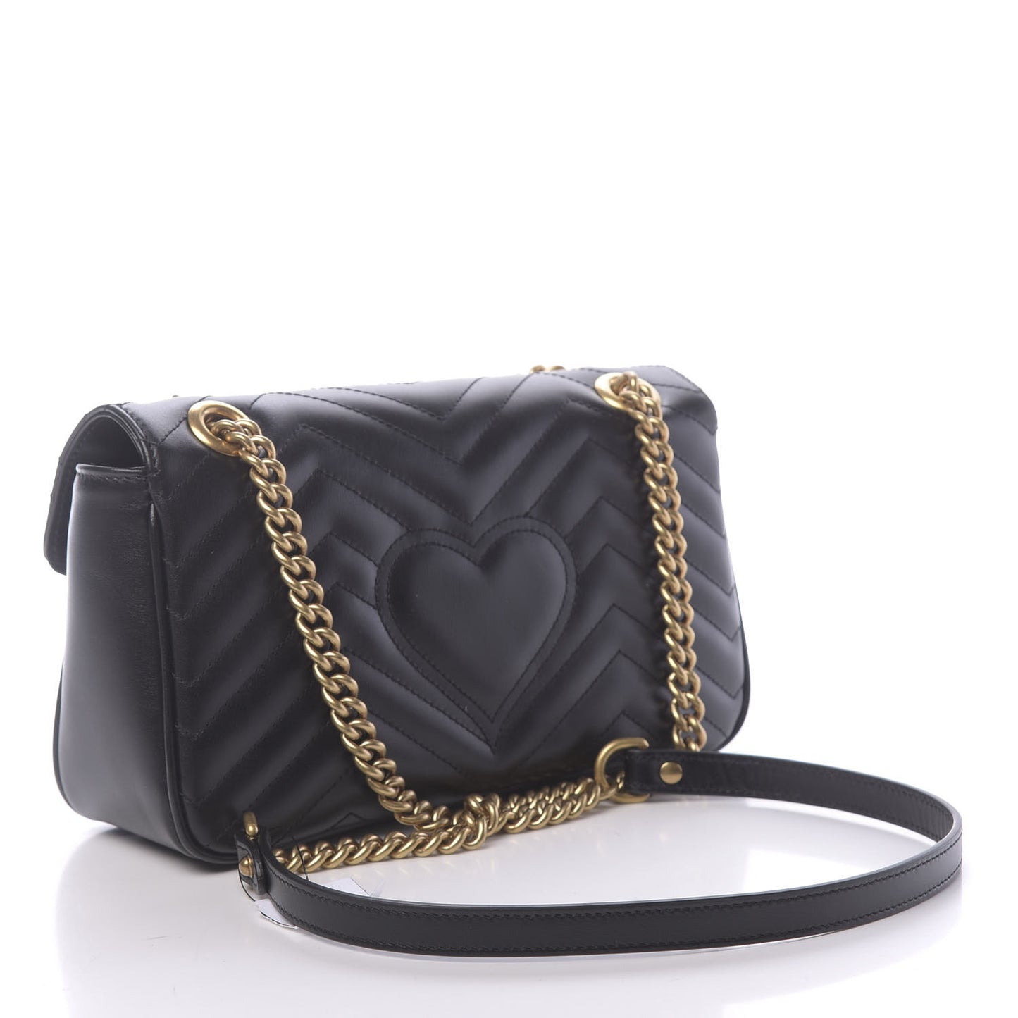 Calfskin Matelasse Small GG Marmont Shoulder Bag Black