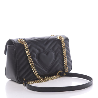 Gucci Calfskin Matelasse Small GG Marmont Shoulder Bag Black 3 of 10