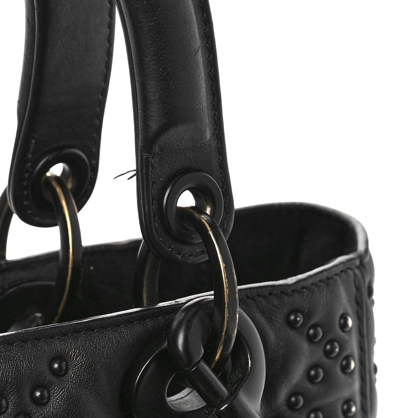 UItra Matte Calfskin Cannage Studded Medium Supple Lady Dior Black