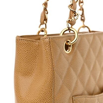Chanel Caviar Quilted Petit Shopping Tote PST Dark Beige 16 of 19
