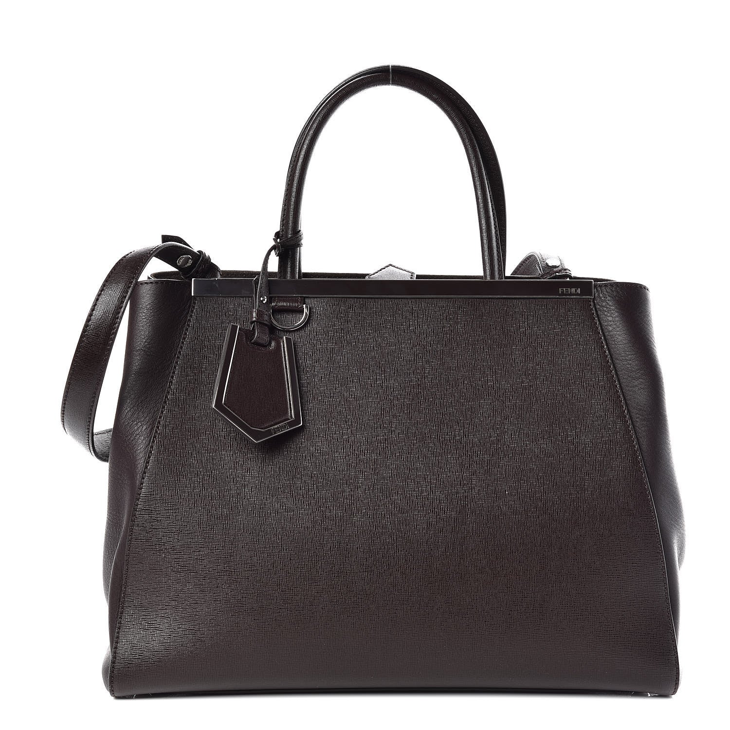 Fendi Vitello Elite Regular 2Jours Tote Caffe Noir 1 of 10