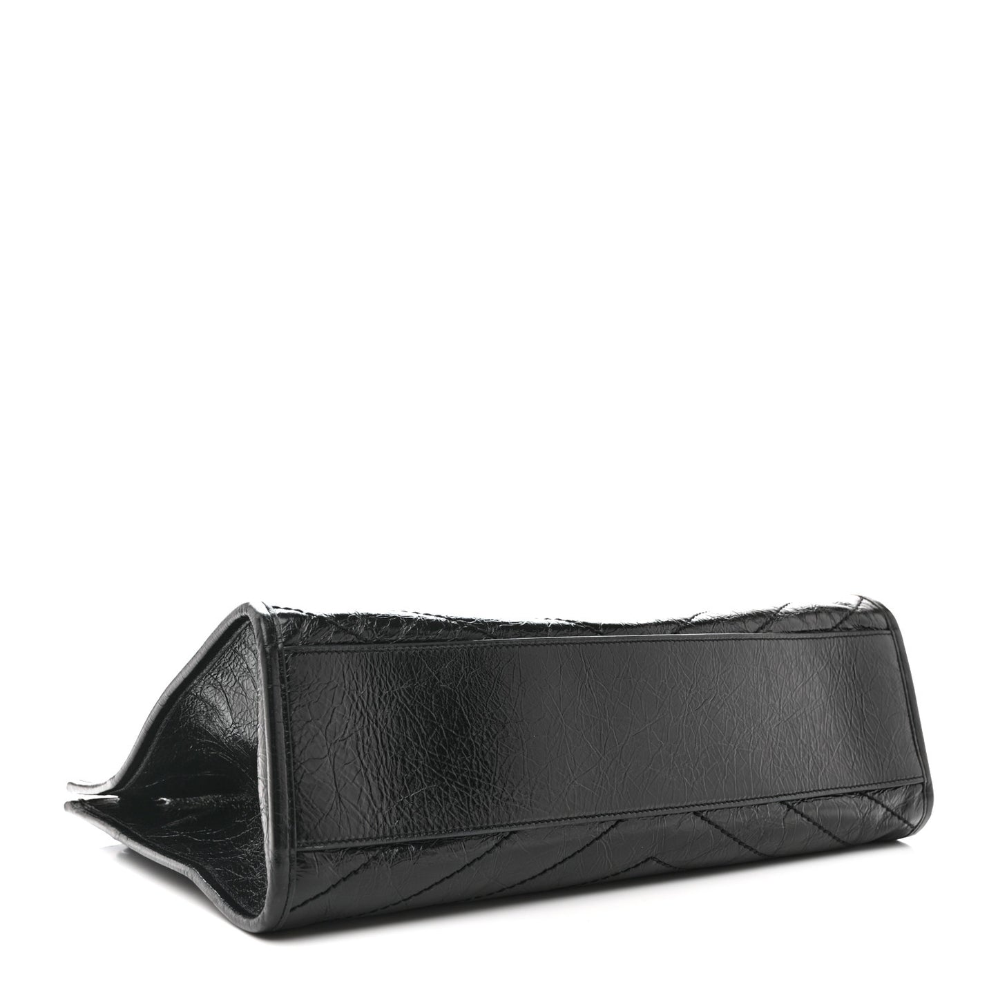 Crinkled Calfskin Matelasse Monogram Medium Niki Shopper Tote Black