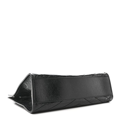 Saint Laurent Crinkled Calfskin Matelasse Monogram Medium Niki Shopper Tote Black 4 of 12