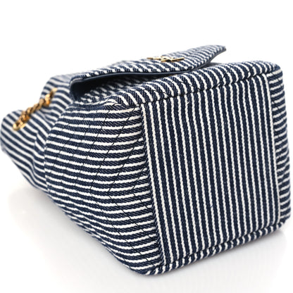 Saint Laurent Canvas Striped Nano Joe Bucket Bag Deep Marine Cream 8 of 10