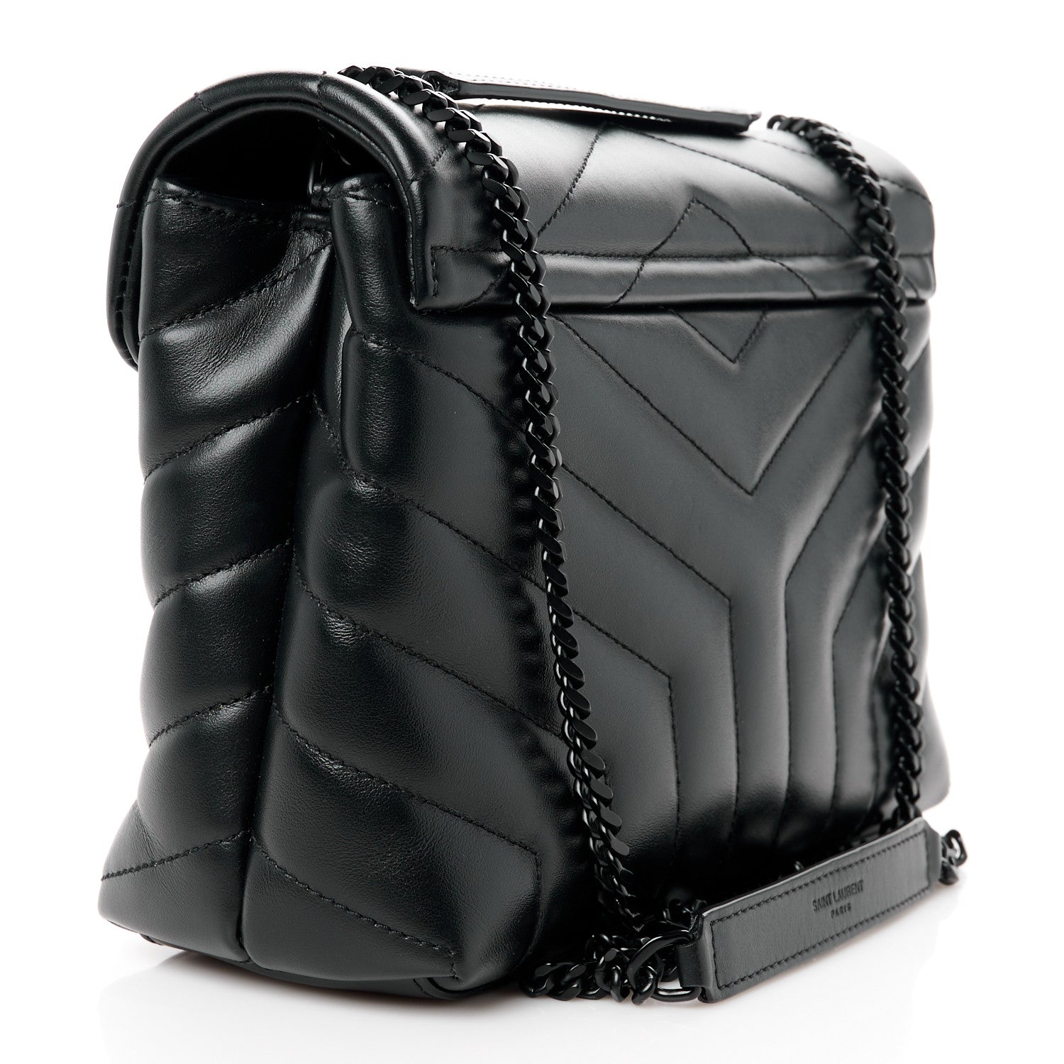 Saint Laurent Calfskin Y Quilted Monogram Monochrome Small Loulou Chain Satchel Black 3 of 12